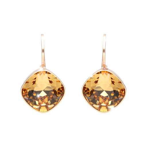 [TE.FASH.0008657] Lumiere Rose Tone Golden Stone Drop Earrings