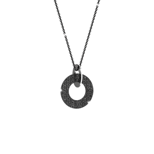 [TE.FASH.0008663] R-Zero Gunmetal Double Circle Long Necklace