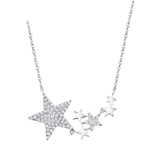 [SH.DIAM.0009274] Kate 14k White Gold 6 Star 0.18cts Diamond Necklace