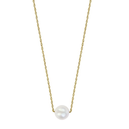 [LA.PEAR.9444] 14k Yellow Gold White Pearl Necklace Center: 8.5-9m On 18&quot; Chain