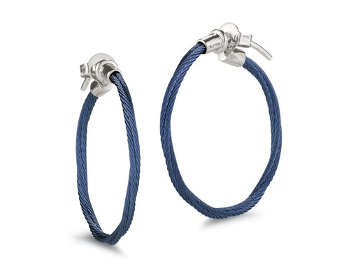 [AL.FASH.9634] Blue PVD Double Twisted 1&quot; Hoop Earrings