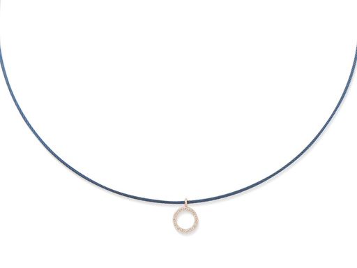 [AL.FASH.0009635] Blue PVD Cable W/18k Rose Gold Diamond Circle Necklace