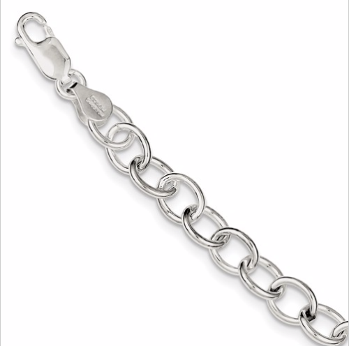 [QU.FASH.0010381] Silver Oval Open Link Bracelet 7 Inches