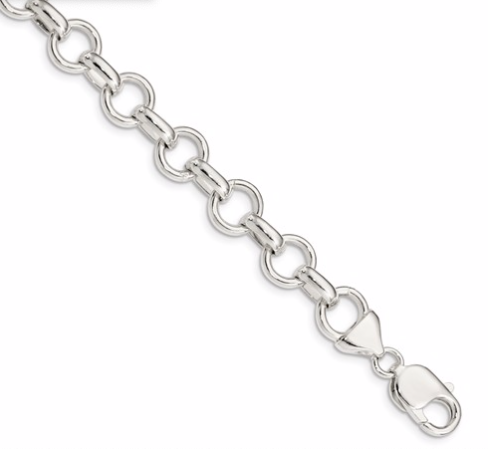 [QU.FASH.0010398] Silver Open Oval Link Bracelet 7.25 Inches