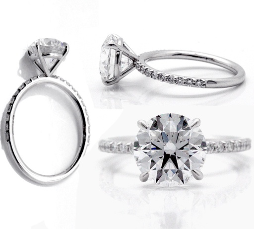 [NO.BRID.0010949] Platinum 2.51ct Round Diamond D VS2 GIA Diamond 1/2 Way Around Engagement Ring