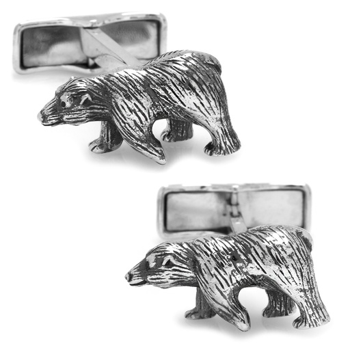 [CU.CUFF.0027390] Sterling Silver Bear Cufflinks
