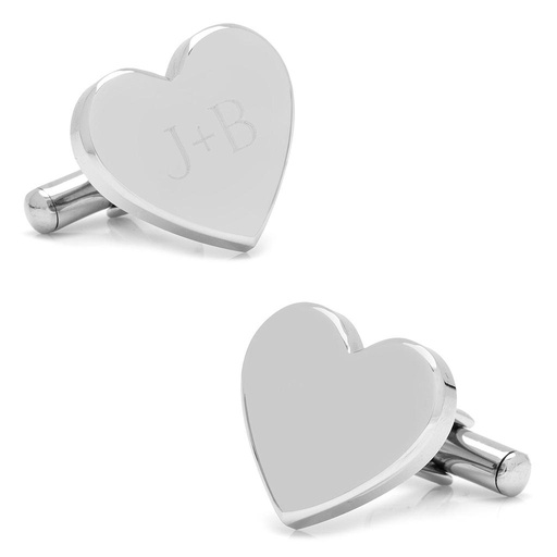[CU.CUFF.0027525] Stainless Steel Heart Engravable Cufflinks