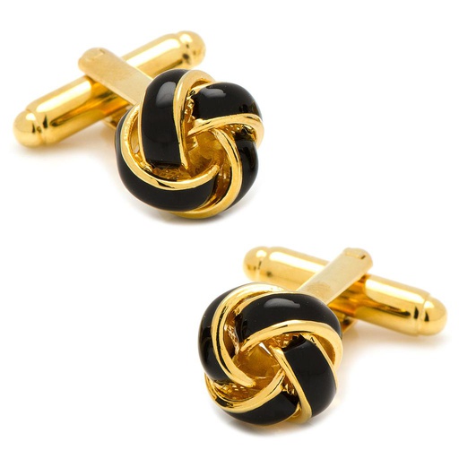 [CU.CUFF.0027569] Black &amp; Gold Knot Cufflinks