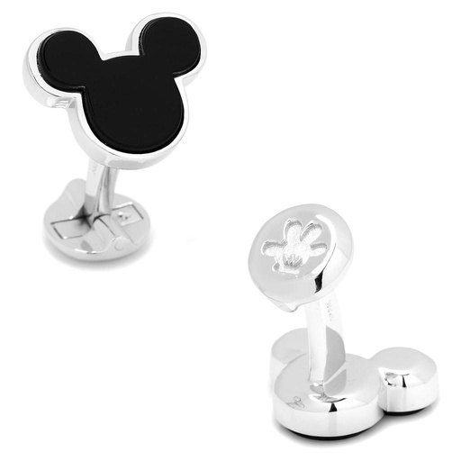 [CU.CUFF.0028005] Sterling Silver &amp; Onyx Mickey Mouse Cufflinks
