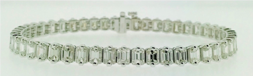 [LN.DIAM.0050297] 18k White Gold Emerald Cut Double Prong Eternity Bracelet