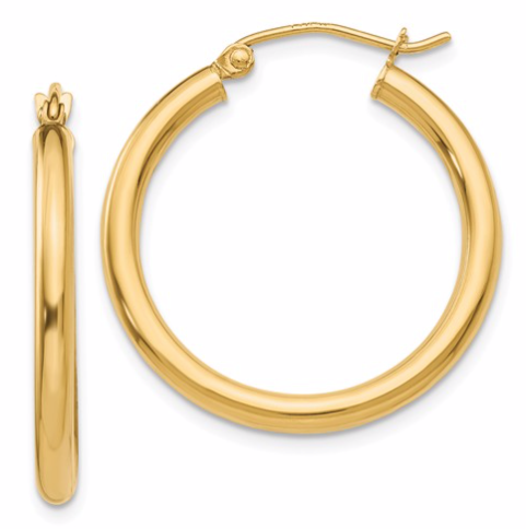 [QU.GOLD.0050543] 14k Polished 2.5mm Tube Hoop Earrings