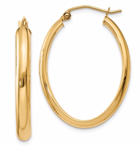 [QU.GOLD.0050544] 14k Polished 3.5mm Oval Hoop Earrings