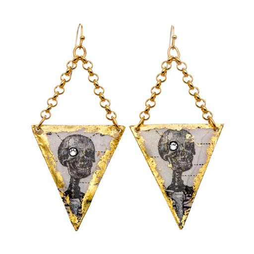 [EV.FASH.0051299] Catacombs Skeleton Earrings Gold