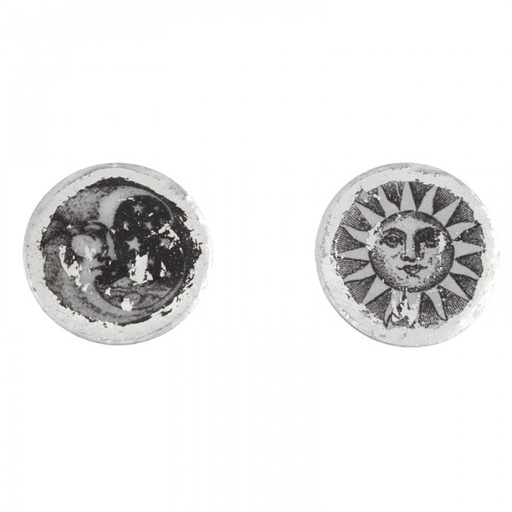 [EV.FASH.0051469] Sun &amp; Moon Stud Earrings Silver - 0.75&quot;