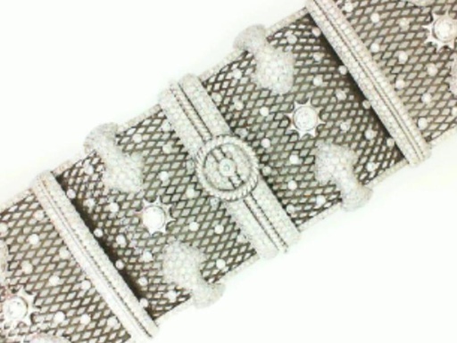 [BA.DIAM.0053138] 18k White Gold Diamond &amp; Black Lace 5 Section Bracelet