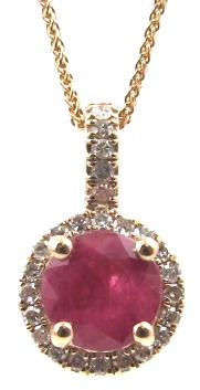 [LA.GJNK.0071824] 14k Yellow Gold Precious Gem With Diamond Halo Necklace