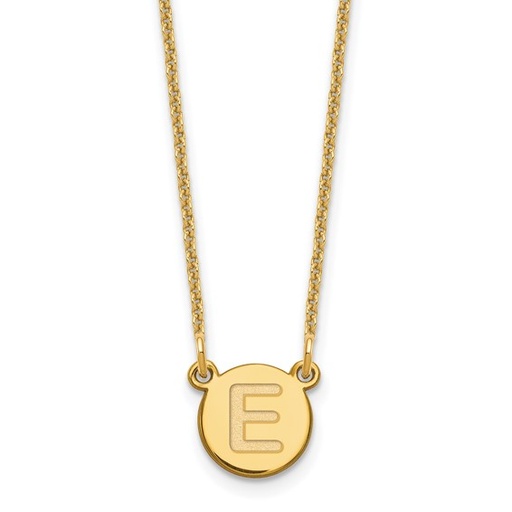[QU.GOLD.0054069] 14ky Tiny Circle Block Letter Initial Necklace