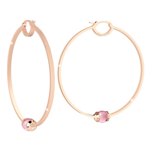 [TE.FASH.0054266] Rose Large Hoops With Pink Bead