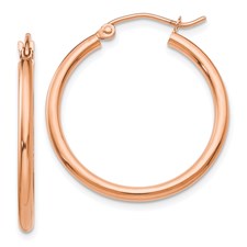 14k Rose Gold Lightweight Tube Hoop Earrings