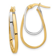 [QU.GOLD.0054323] 14k Two Tone Double Oval Hoop Earrings