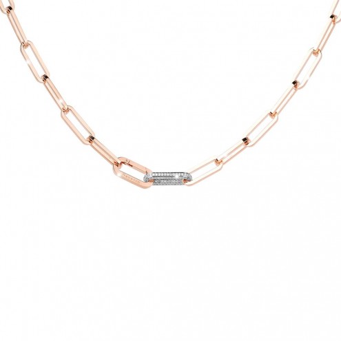 [TE.FASH.0054599] Stockholm Petite Link Necklace With Crystal Pave Clasp
