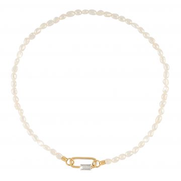 [TE.FASH.0054693] Palermo Small Pearl Necklace With Crystal Clasp