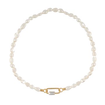 [TE.FASH.0054694] Palermo Large Pearl Necklace With Crystal Clasp