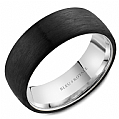 14k White Gold &amp; Forged Carbon Domed Wedding Band