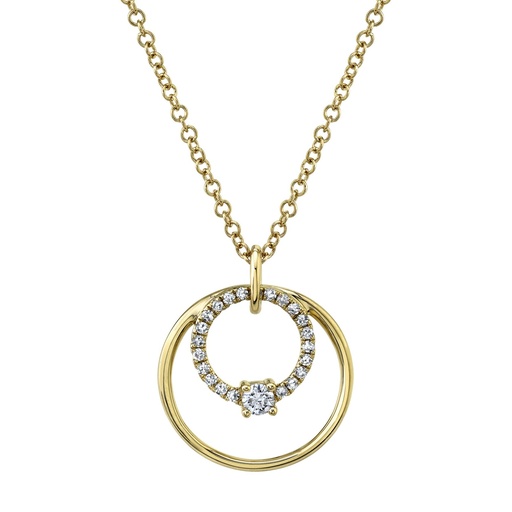 14k Diamond Double Circle Necklace