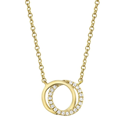 [SH.DIAM.0055103] 14k Diamond Love Knot Circle Necklace