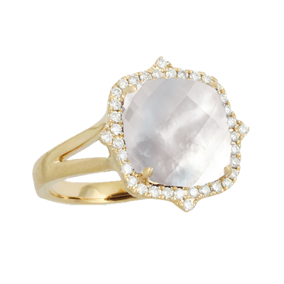 [DO.GEMS.0055189] 18k Diamond White Orchid Mother Of Pearl Ring