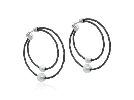 [AL.FASH.0055237] Dual Twisted Cable Hoop With Pearls