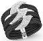 [AL.FRNG.0055366] Triple Black Cable Ring 0.22 tcw. Diamonds Waves Stainless steel.