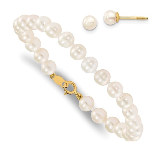 [QU.KJST.0055409] Pearl Bracelet and Earring Set