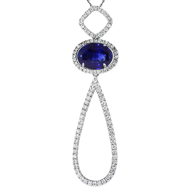 [GJNK.00073758] Colored Gemstone &amp; Diamond Pendant on Chain