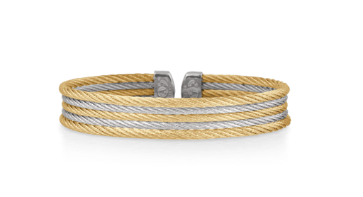 [FBRA.00075250] Grey &amp; Yellow Cable Mini Cuff