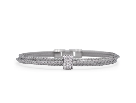 Cable Single Simple Stack Bracelet with 18kt White Gold &amp; Diamonds