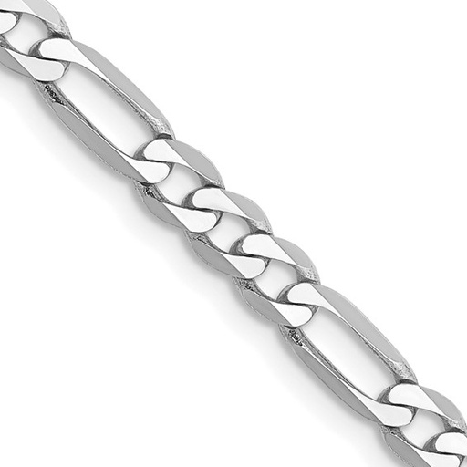14K White Gold 4mm Flat Figaro with Lobster Clasp Chain