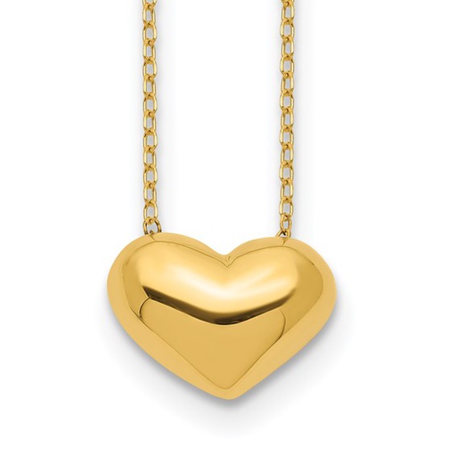 [GNCK.00076358] 14k Polished Puffed Heart 18 inch Necklace