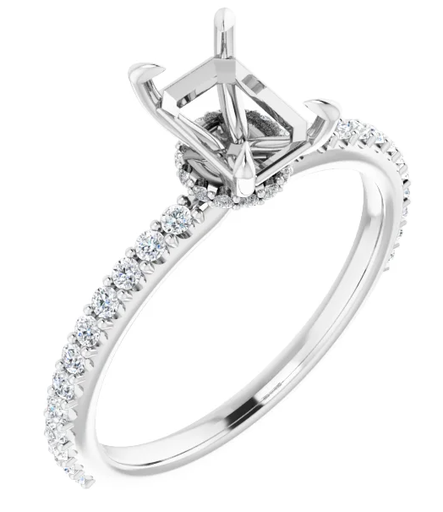 Emerald Cut 1/3 CTW Diamond Semi-Set Engagement Ring