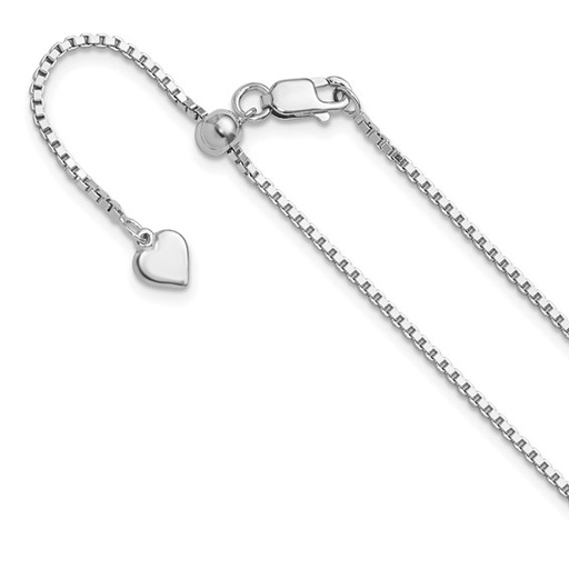 [FNEC.00076407] Sterling Silver Adjustable 1.3mm Box Chain