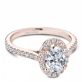 Oval Halo Diamond Shank Engagement Ring Mounting