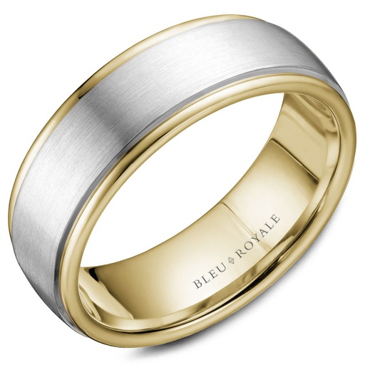 Brushed White Gold and Yellow Gold Wedding Band
