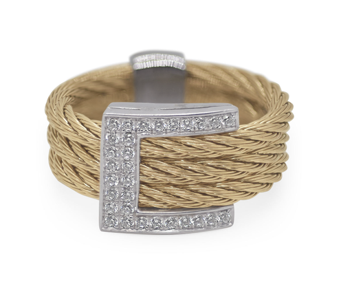 Cable Buckle Up Ring with 18kt Gold &amp; Diamonds