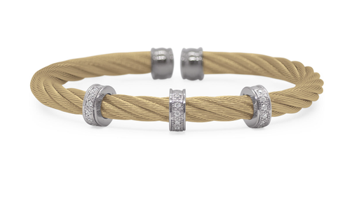 Cable 5mm Triple Barrel Cuff with 18kt Gold &amp; Diamonds