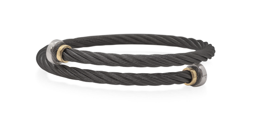 [FBRA.00078541] Black Cable Bypass Nail Head Bracelet