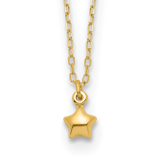 [GNCK.00079168] 14k Polished Puffed Star 16.5in Necklace