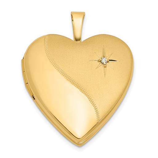 [GPND.00079309] 14K 20mm Satin and Polished Diamond Heart Locket