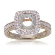 14k White & Yellow Gold Ladies Diamond Semi-Mount W/Double Halo Size 6.5 66rd=0.64ct