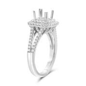 14k White Gold Ladies Diamond Semi-Mount W/Micro-Pave Halo Size 6.5 116rd=0.60ct